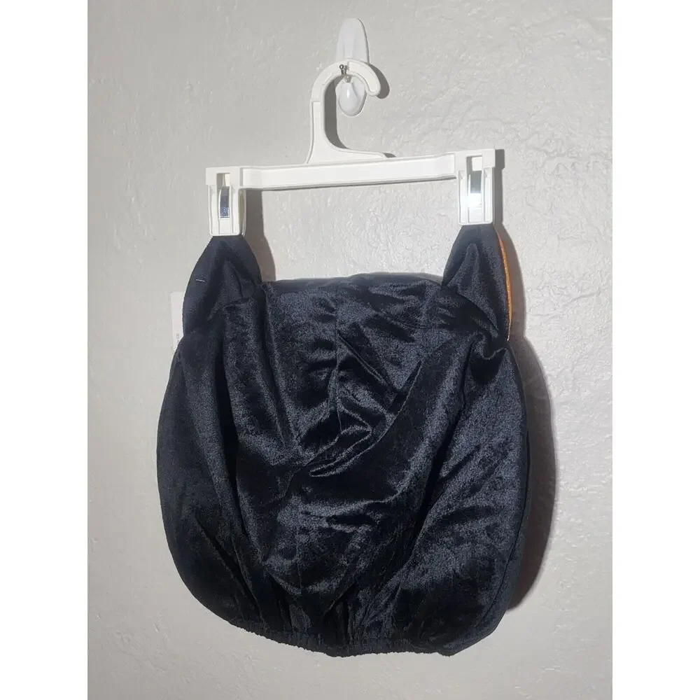 🍄 Adult Black Cat Mask with Green Eyes & Gold Ears